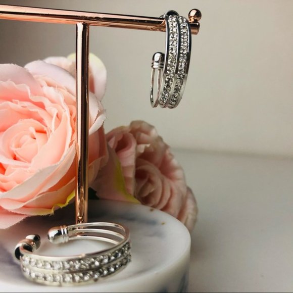 Elegant Silver Colour Hoop earrings - Picture 2 of 6